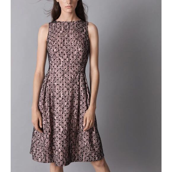 Jason Wu Light Pink & Black Lace Floral Polka Dot Sleeveless Knee Length Dress M - Picture 1 of 10